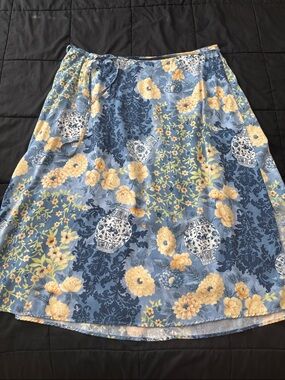 Talbots Blue Floral Print A-Line cottagecore whimsygoth Skirt 24W